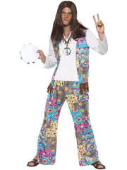 Groovy Hippie Costume, Multi-Coloured 1
