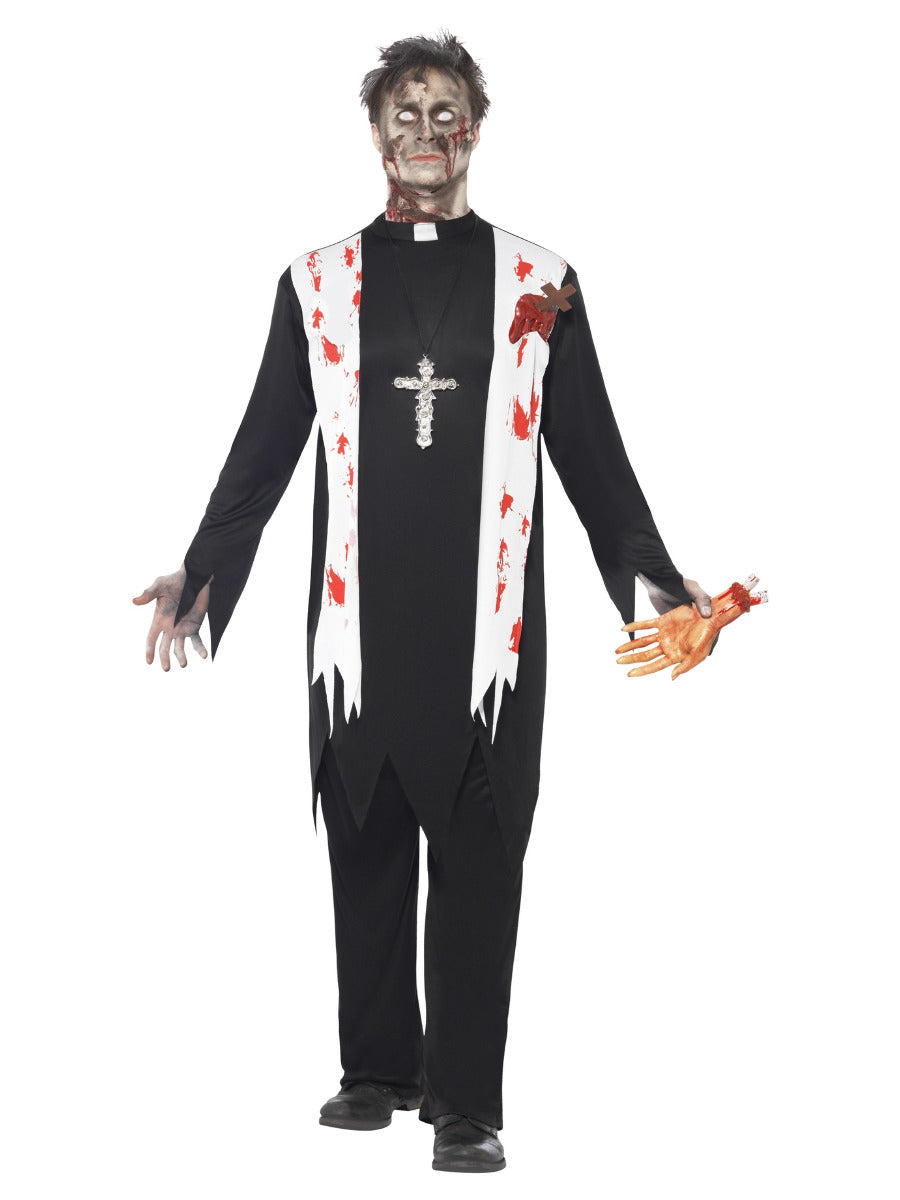 Zombie Priest Costume, Black - 1