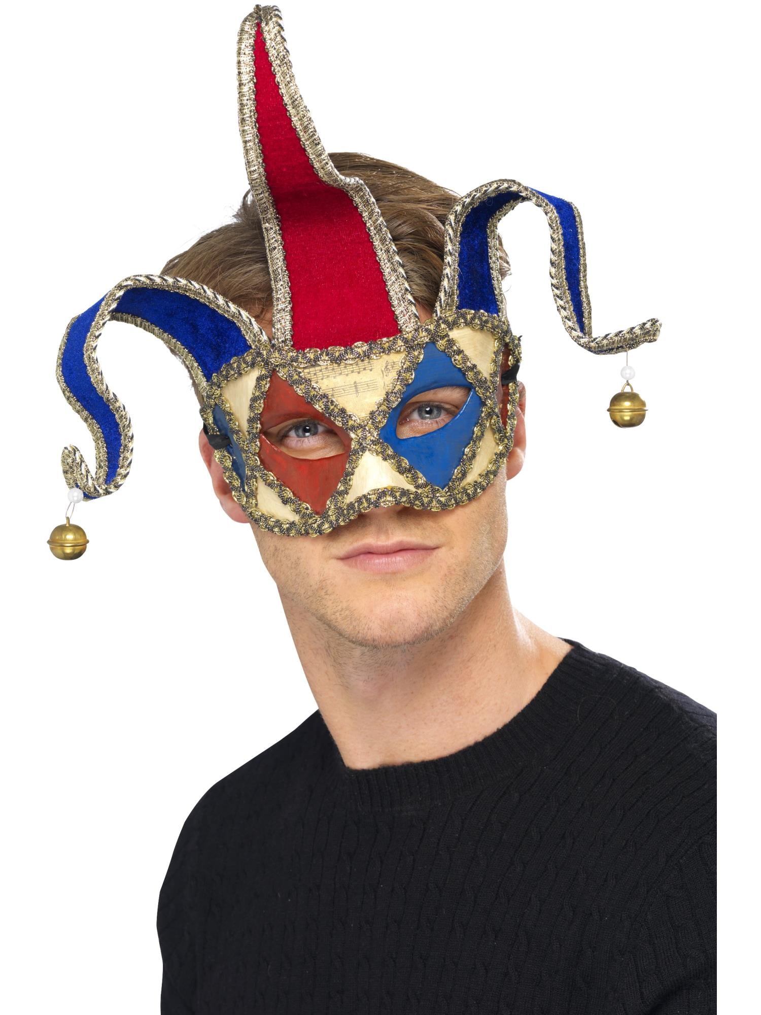 Venetian Musical Jester Eyemask, Red & Blue 1