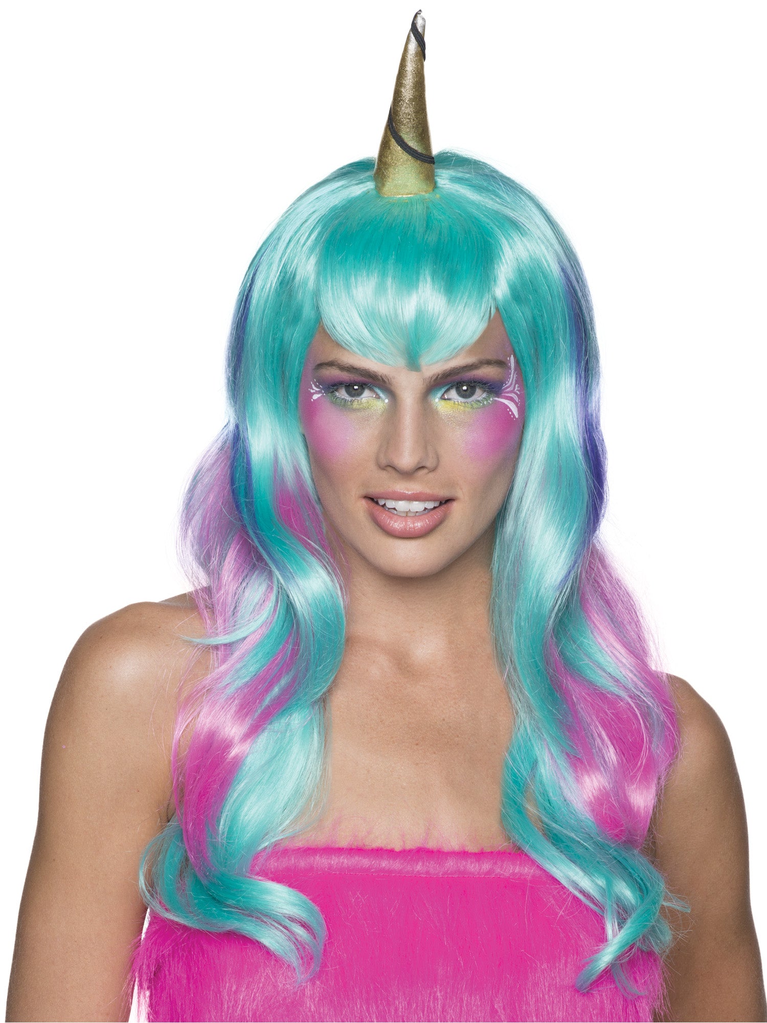 Pink & Blue Unicorn Fairy Wig 2