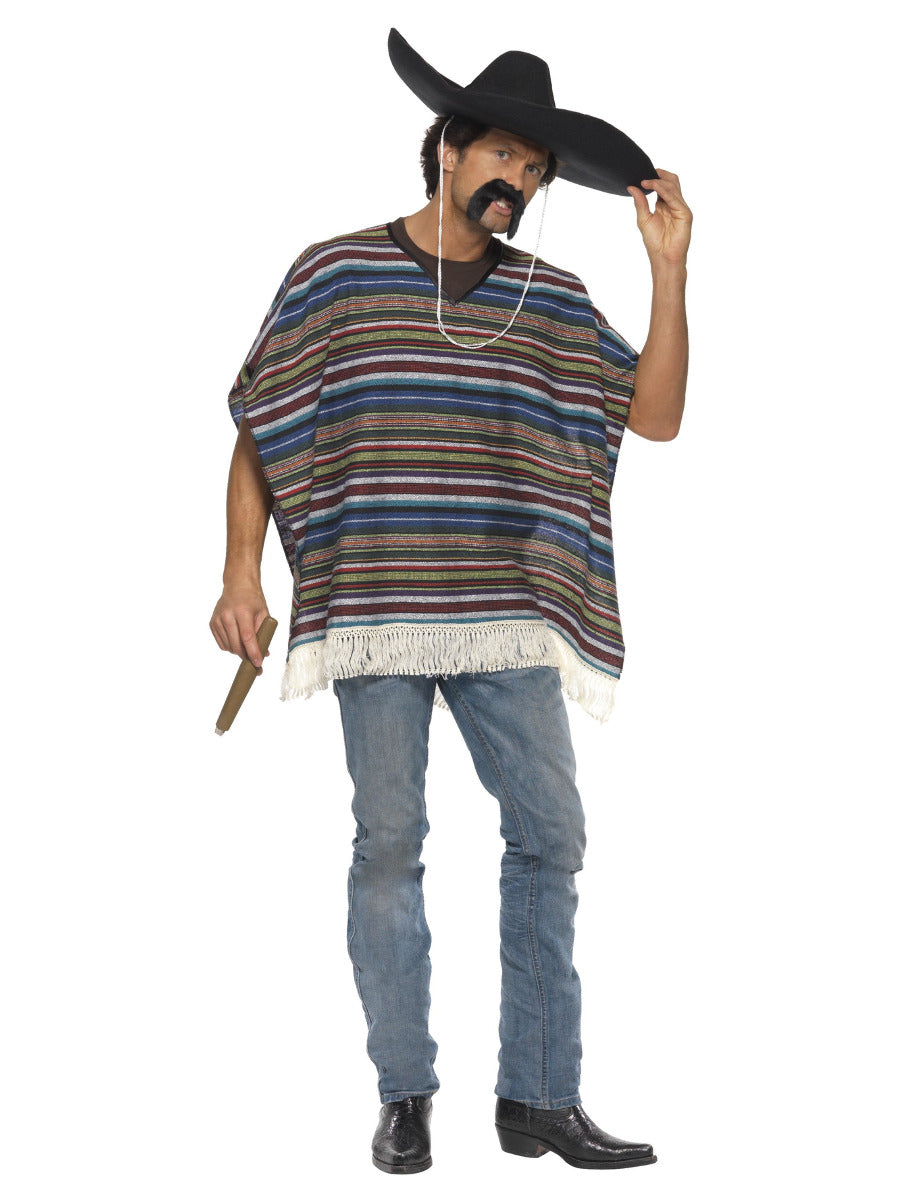 Authentic Looking Poncho, Blue - 1