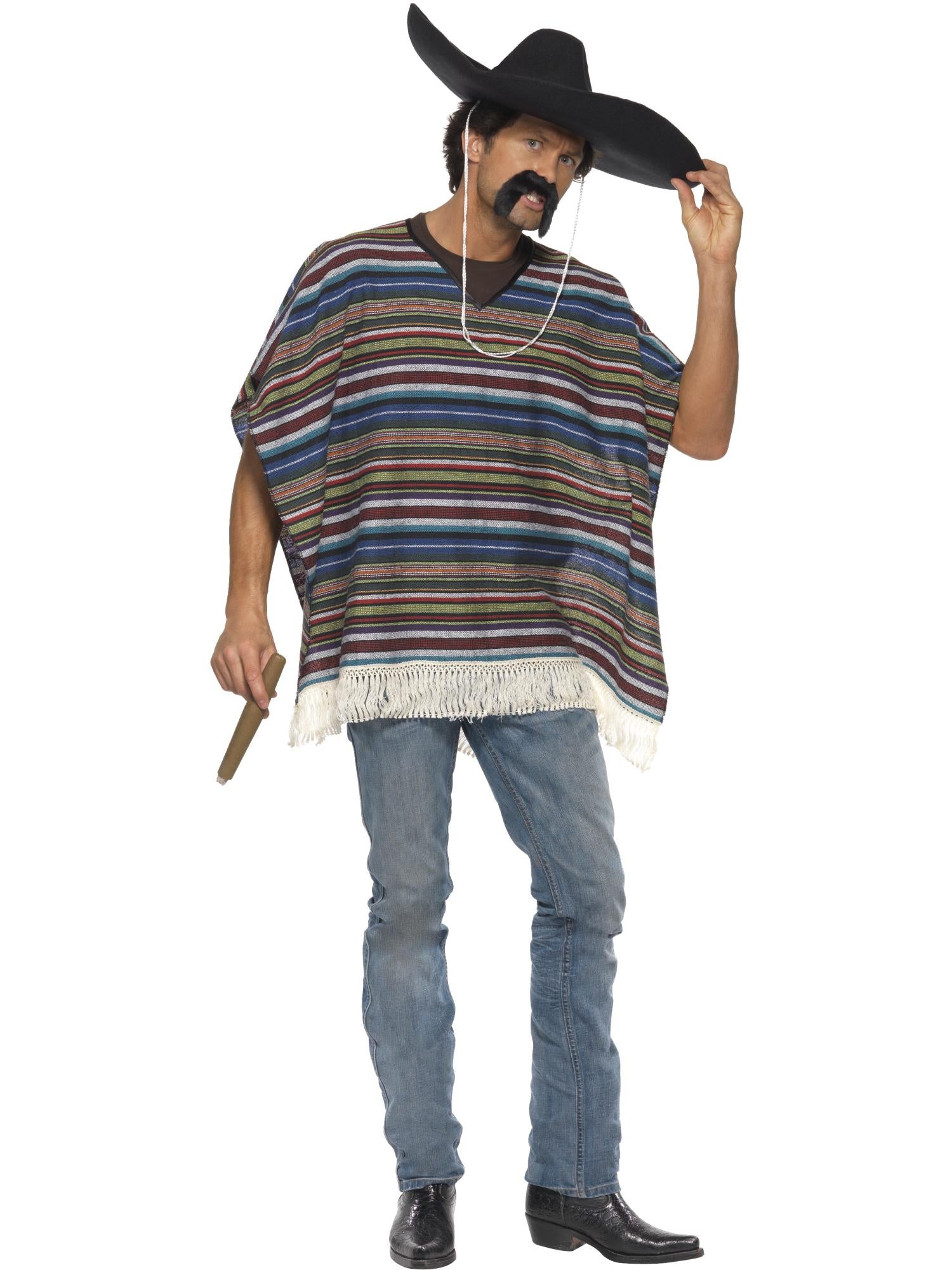 Authentic Looking Poncho, Blue 1