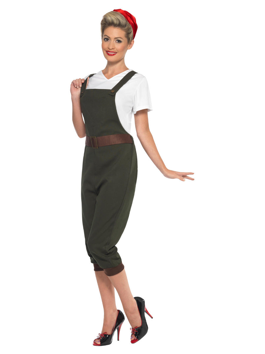 WW2 Land Girl Costume, Green - 5