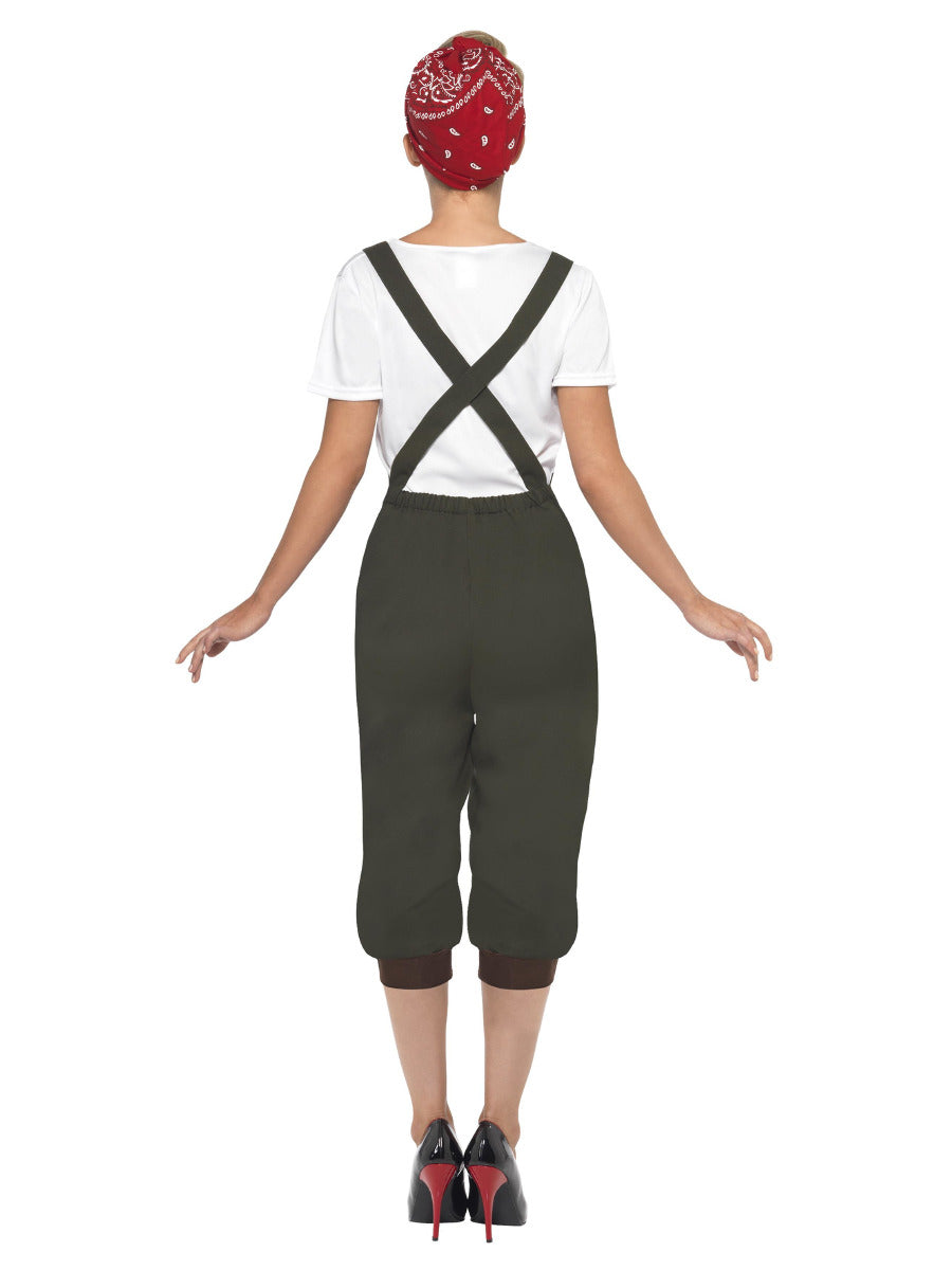 WW2 Land Girl Costume, Green - 3