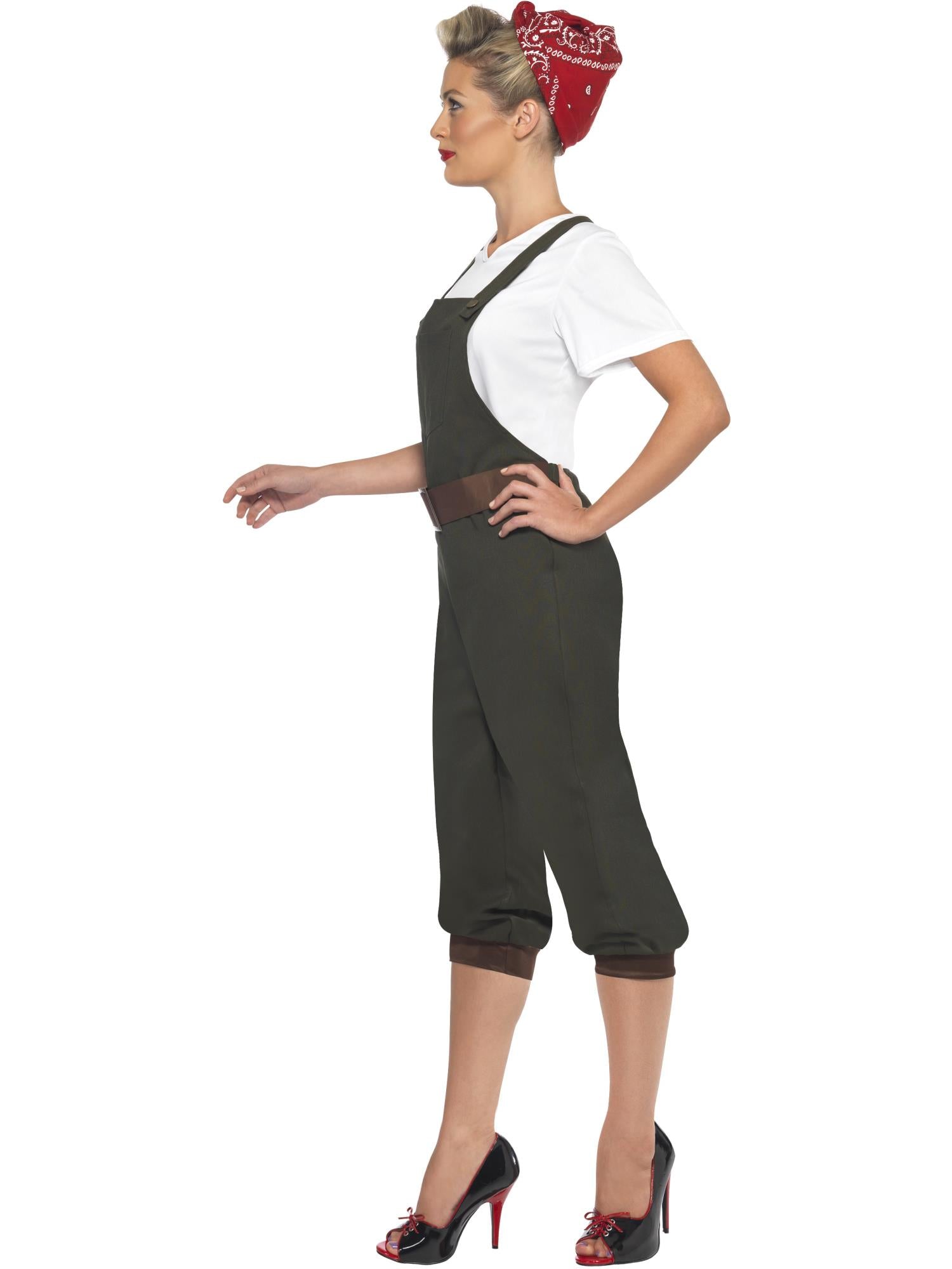 WW2 Land Girl Costume, Green 3