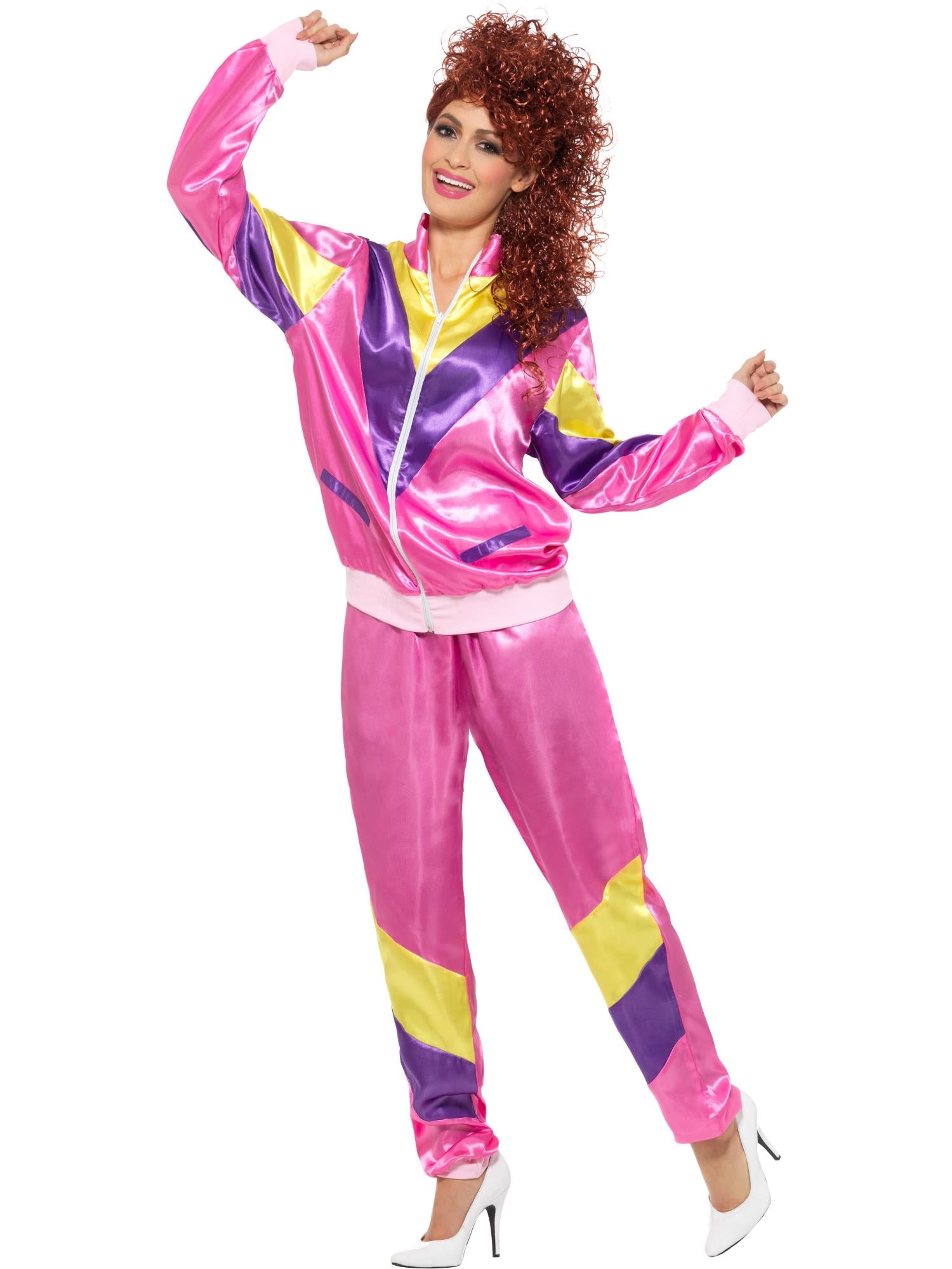 80s Height of Fashion Shell Suit Costume, Pink 1