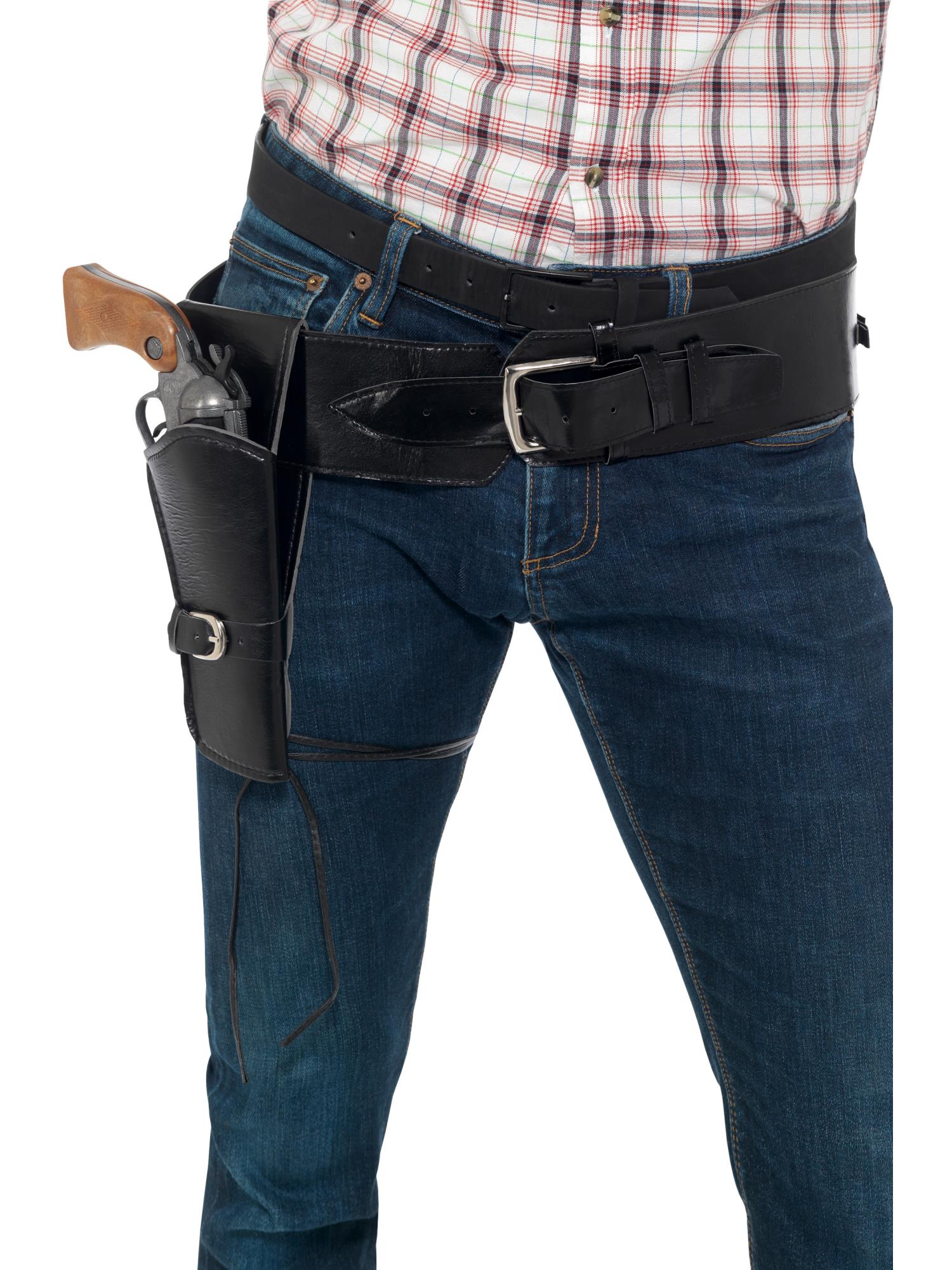 Adult Faux Leather Single Holster with Belt, Black 1