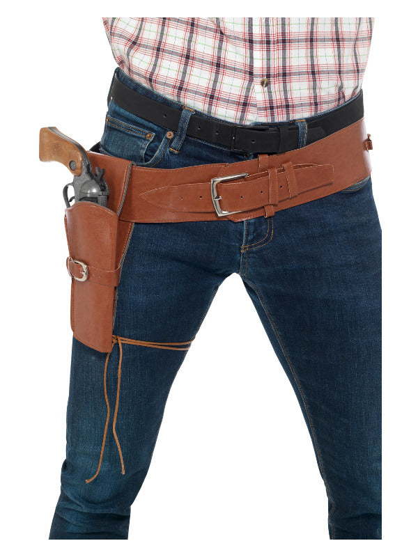 Adult Faux Leather Single Holster with Belt, Tan - 2