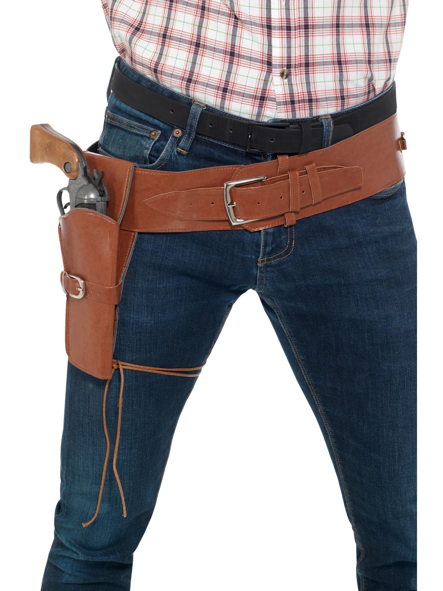 Adult Faux Leather Single Holster with Belt, Tan 1