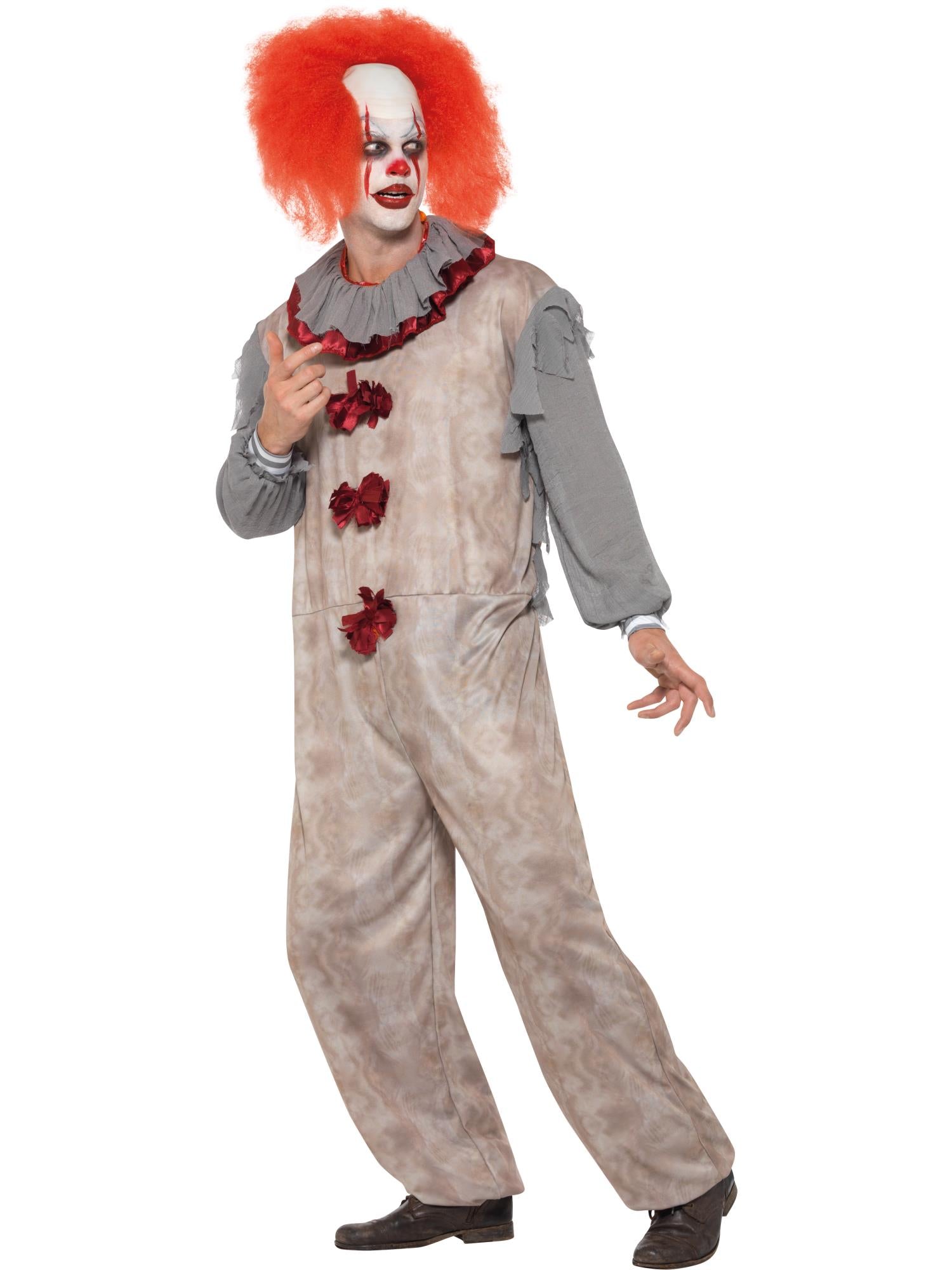 Vintage Clown Costume, Grey & Red 3