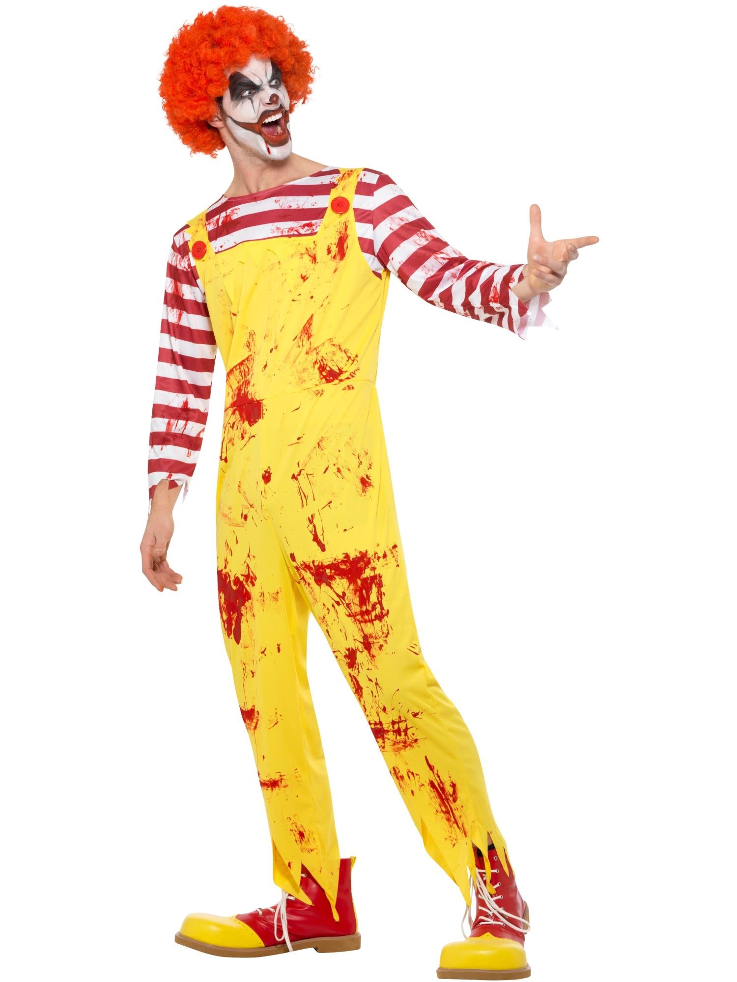 Kreepy Killer Clown Costume, Yellow & Red 3