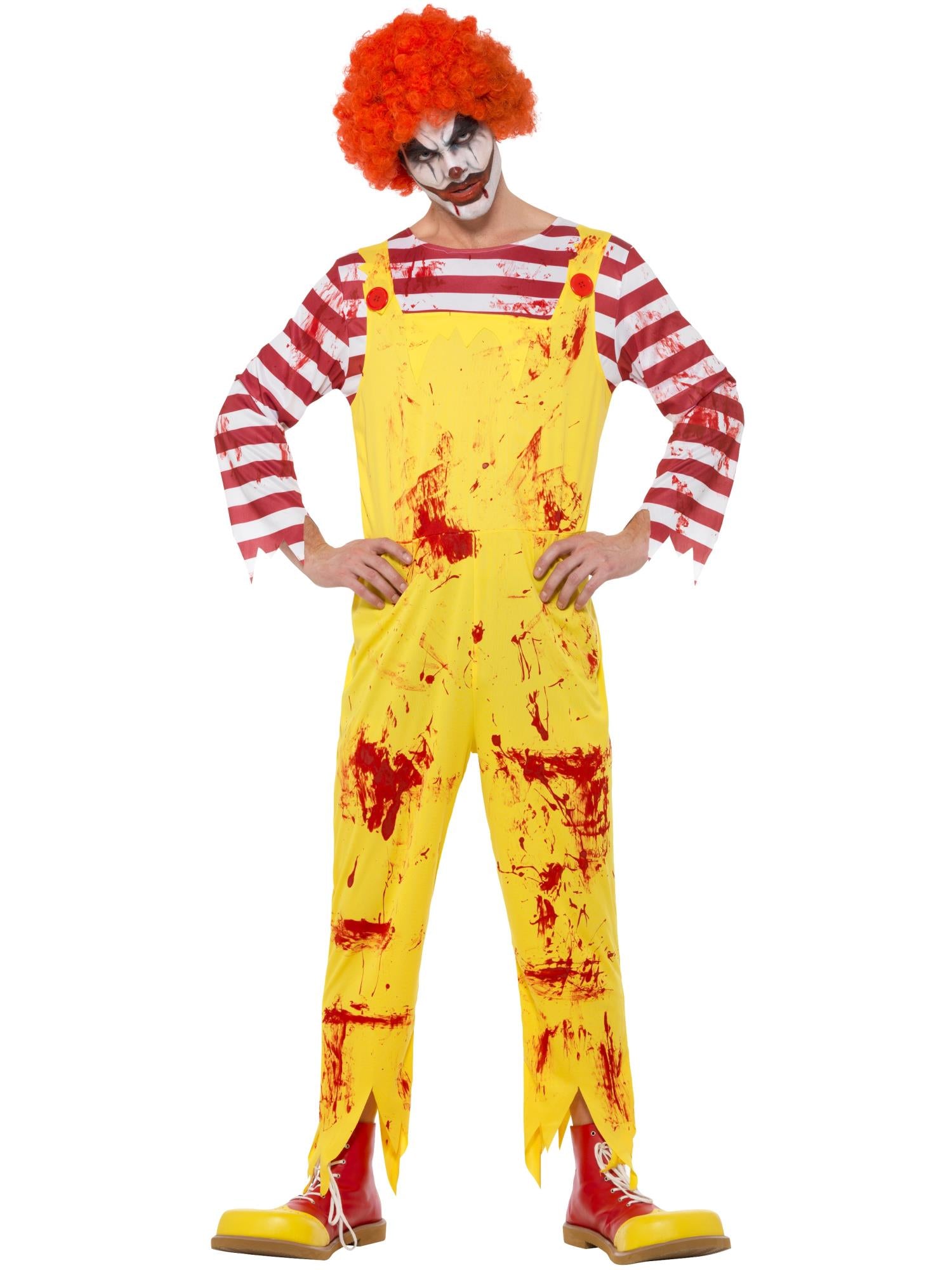 Kreepy Killer Clown Costume, Yellow & Red 1