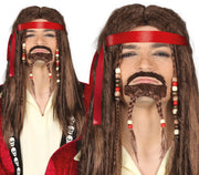 BROWN WIG WITH DREADS AND GOATEE IN BOX