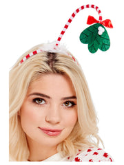 Mistletoe Kisses Headband, Red & White - 1
