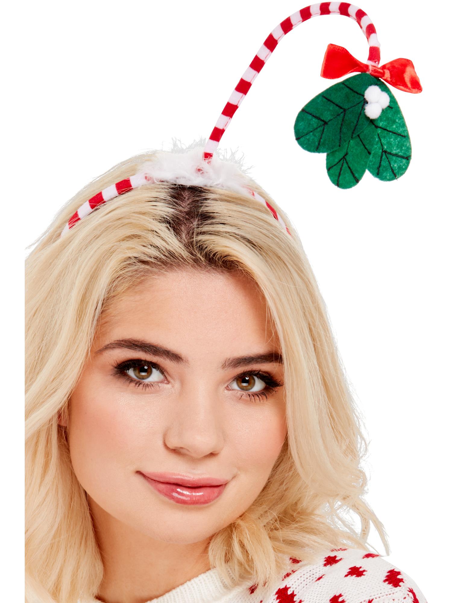 Mistletoe Kisses Headband, Red & White 1
