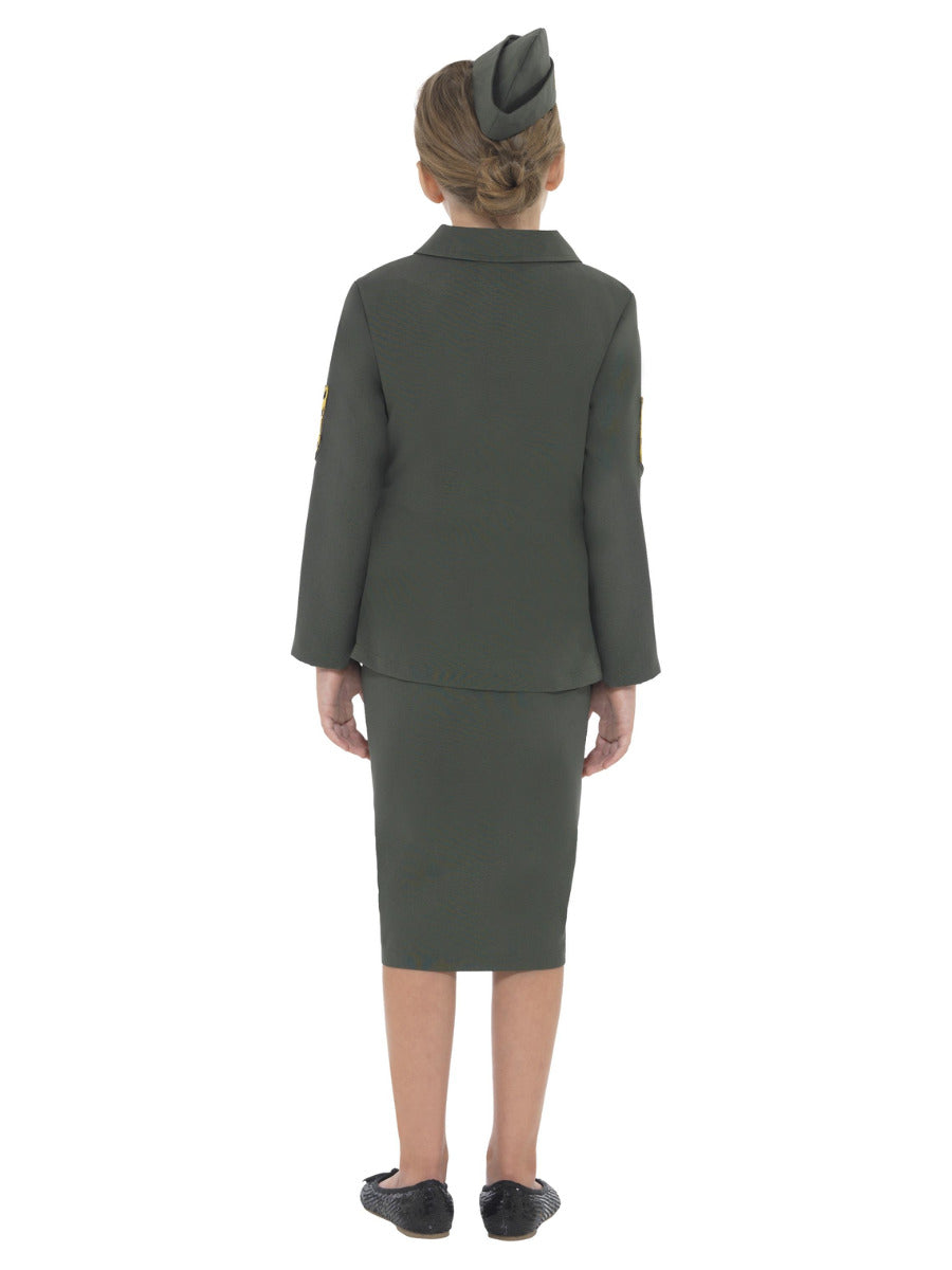 WW2 Army Girl Costume, Khaki Green - 3