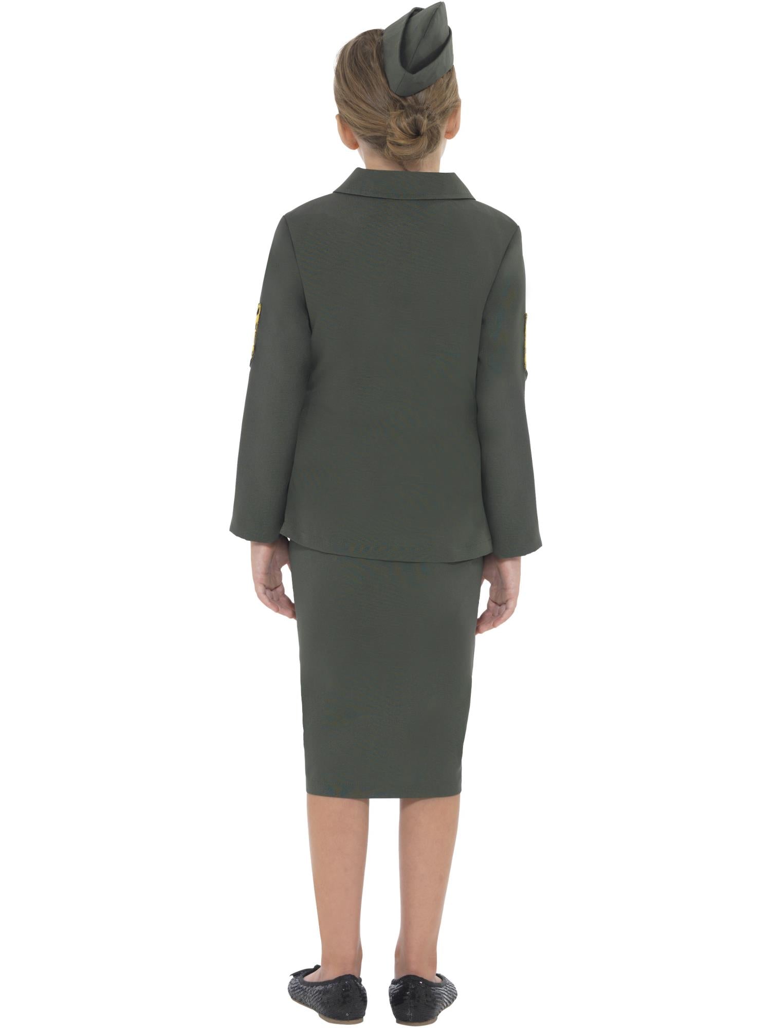 WW2 Army Girl Costume, Khaki Green 2