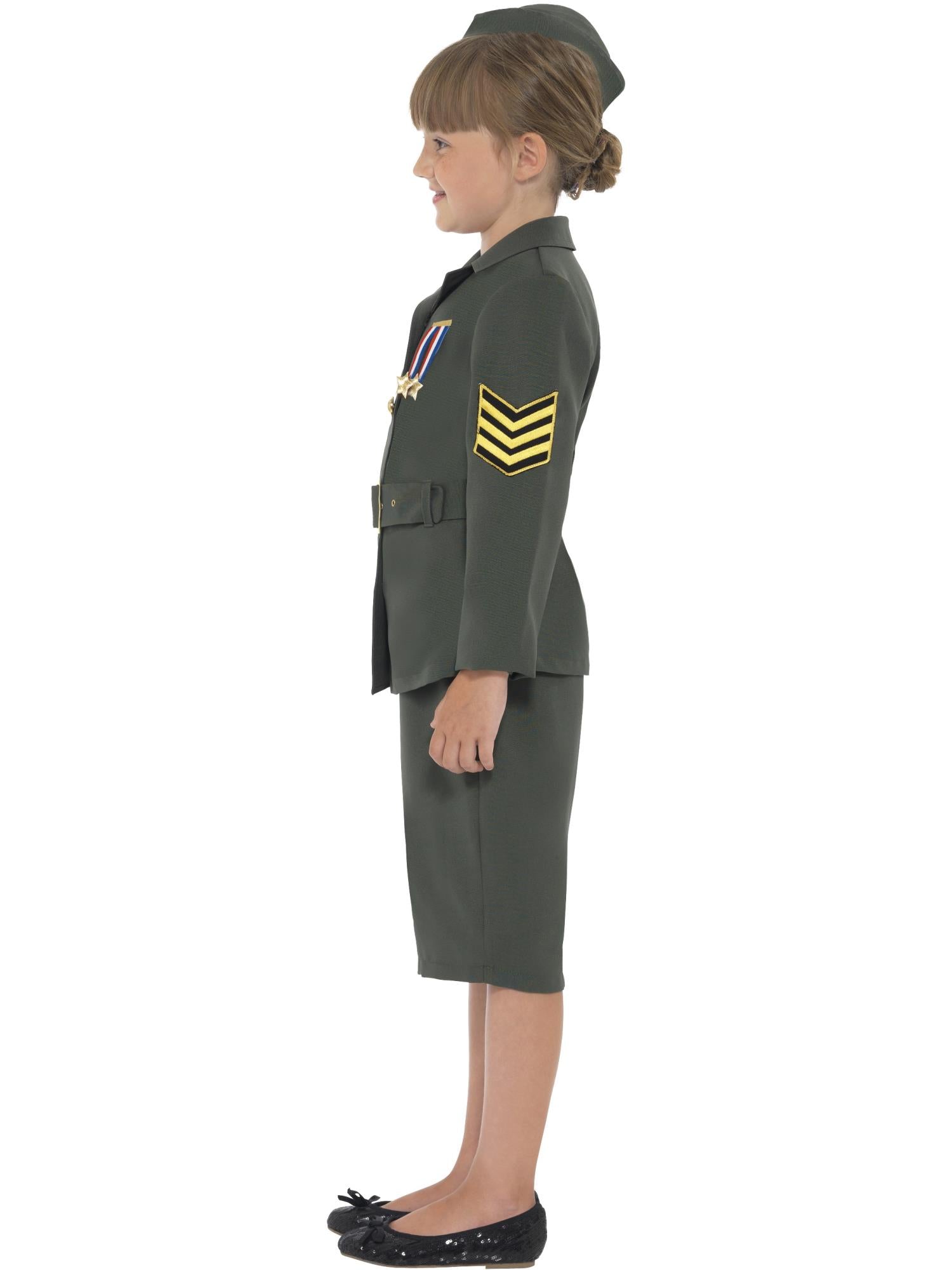 WW2 Army Girl Costume, Khaki Green 3