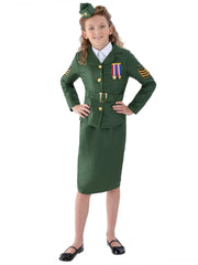 WW2 Army Girl Costume, Khaki Green 1