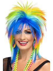 80s Rainbow Punk Wig, Multi-Coloured 1