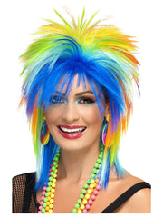 80s Rainbow Punk Wig, Multi-Coloured - 1
