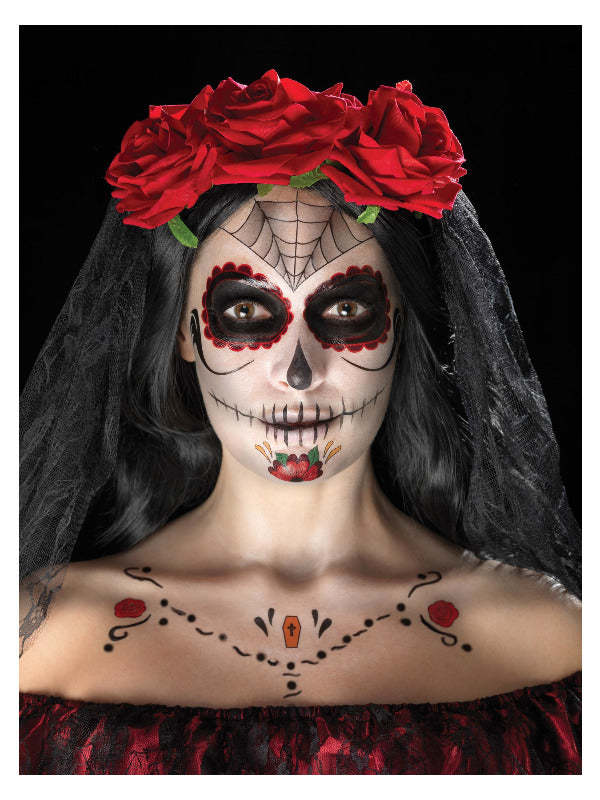 Smiffys Make-Up FX, Day of the Dead Kit, Aqua, Red - 2
