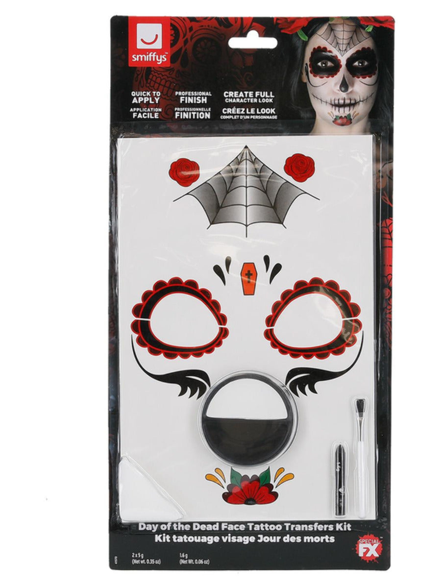 Smiffys Make-Up FX, Day of the Dead Kit, Aqua, Red - 3