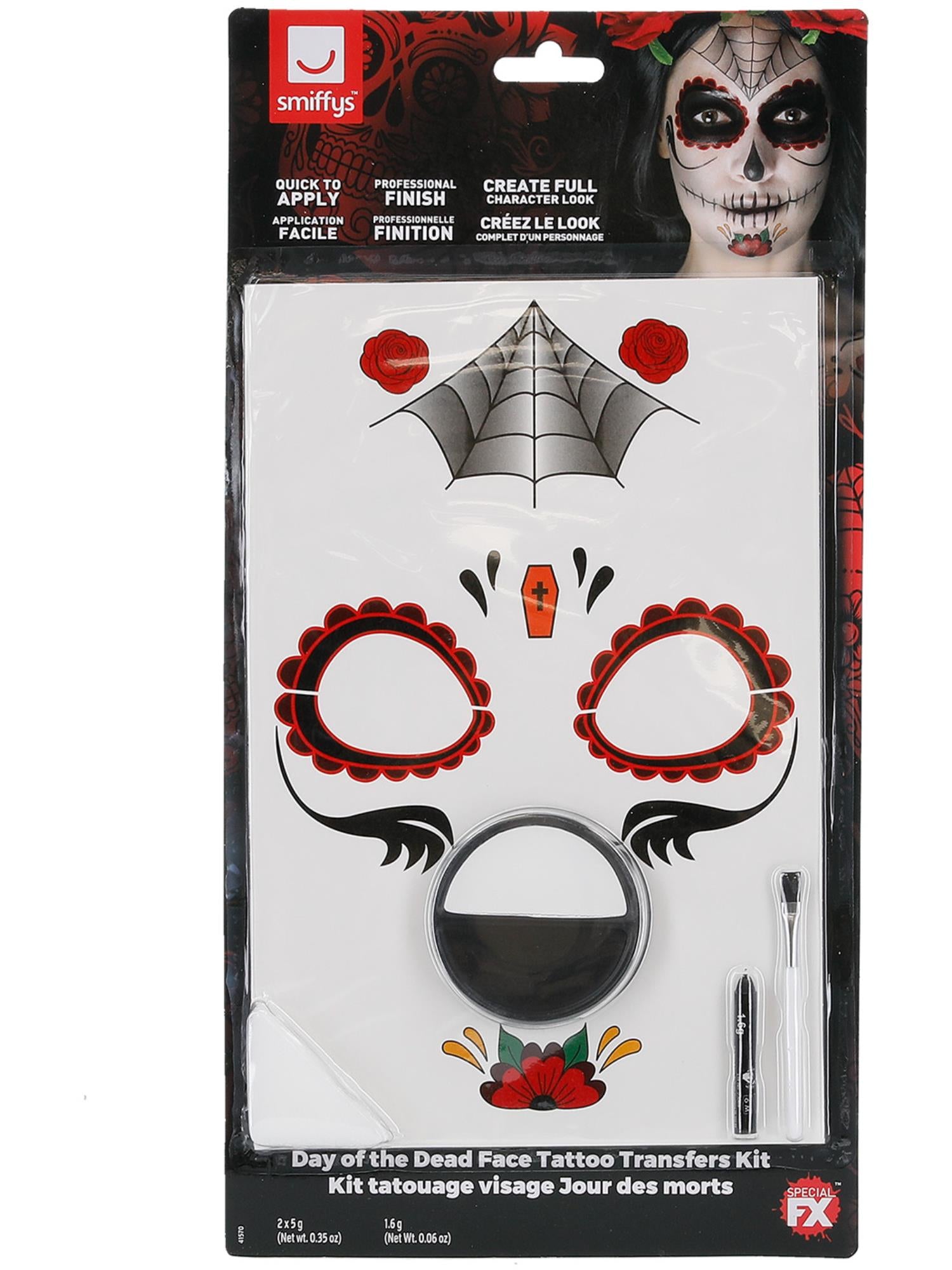 Smiffys Make-Up FX, Day of the Dead Kit, Aqua, Red 2