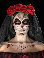 Smiffys Make-Up FX, Day of the Dead Kit, Aqua, Red 1