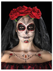Smiffys Make-Up FX, Day of the Dead Kit, Aqua, Red - 1