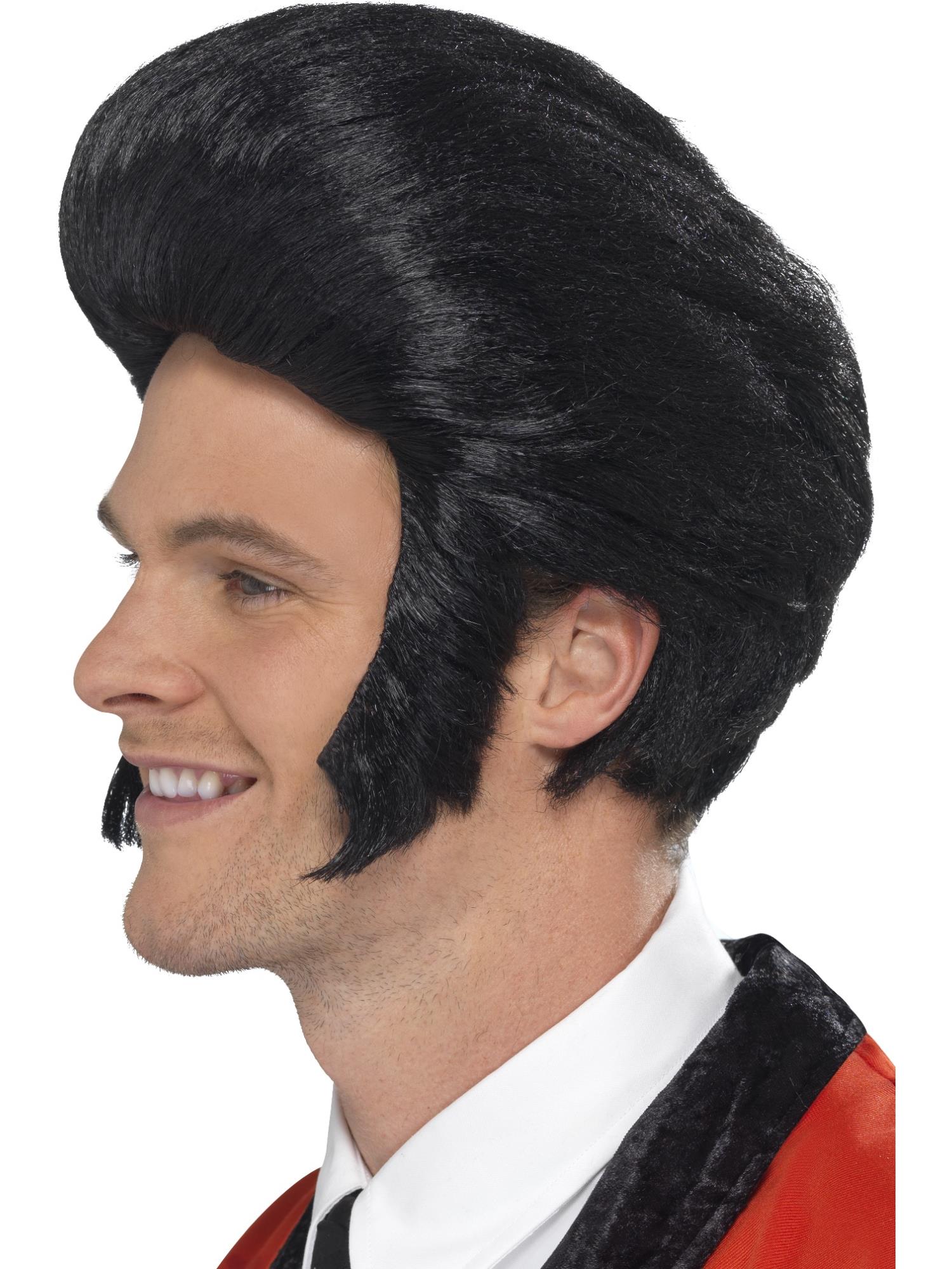 50s Quiff King Wig, Black 1