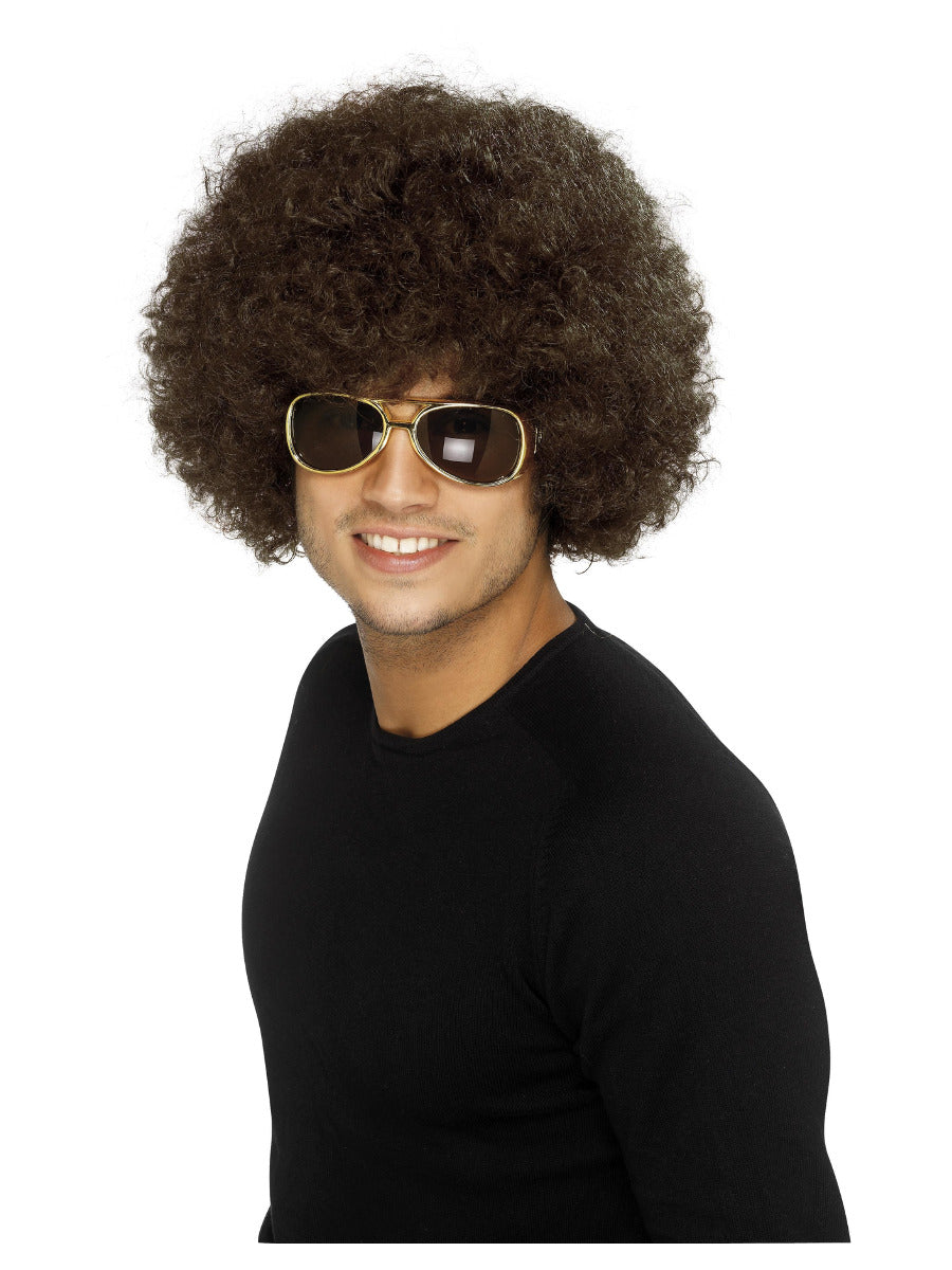 70s Funky Afro Wig, Brown - 1