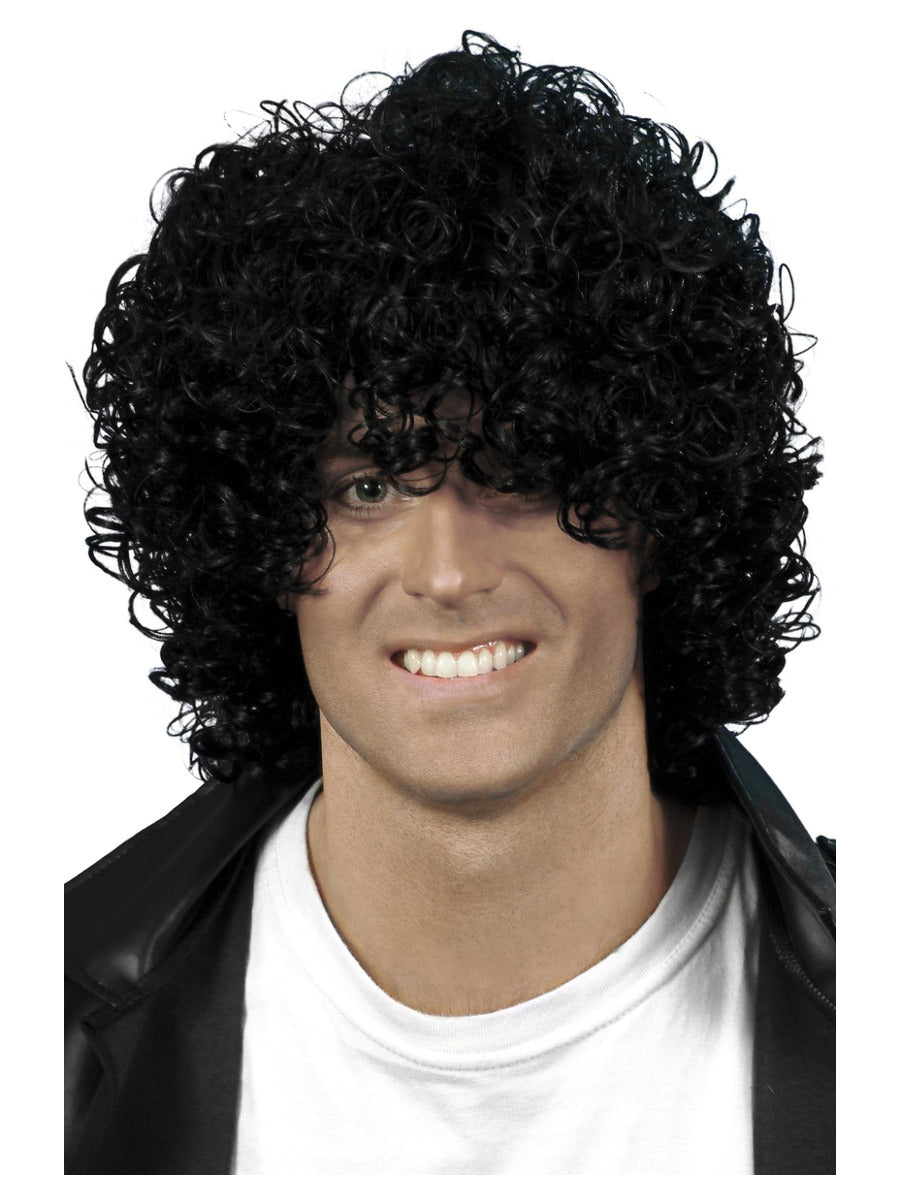Afro Wet Look Wig, Black - 1