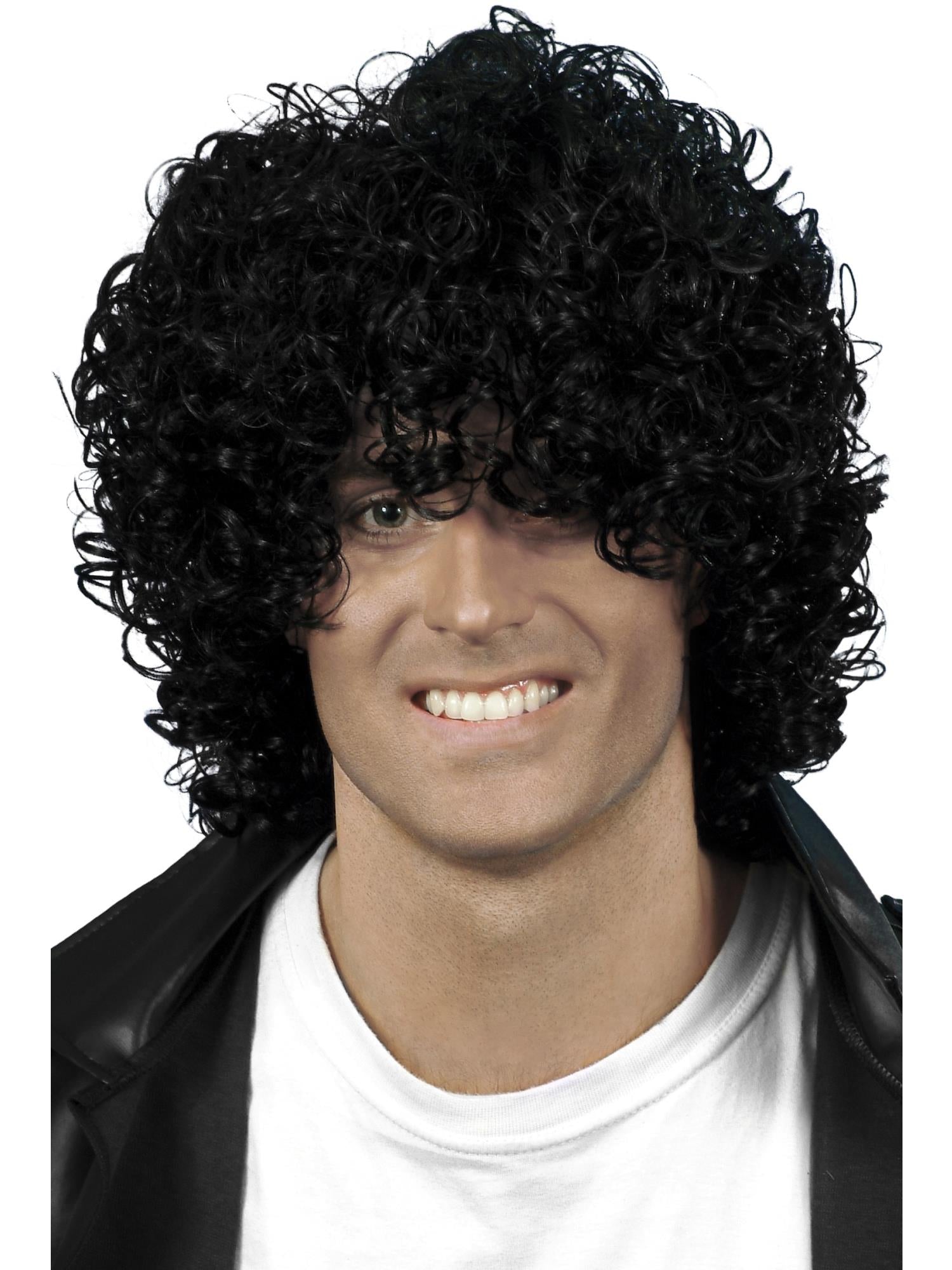 Afro Wet Look Wig, Black 1