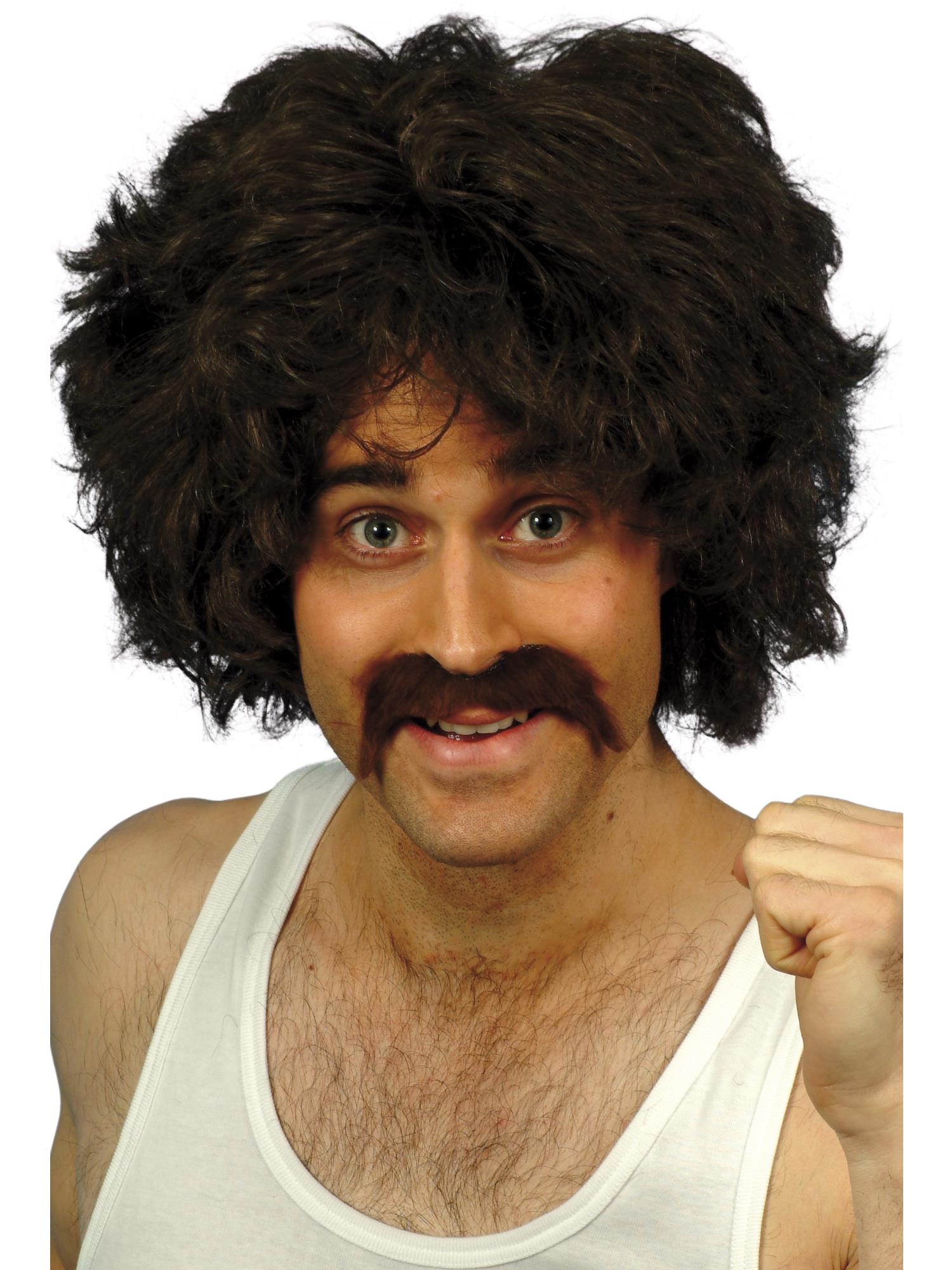 Retro Wig & Tash, Brown 1