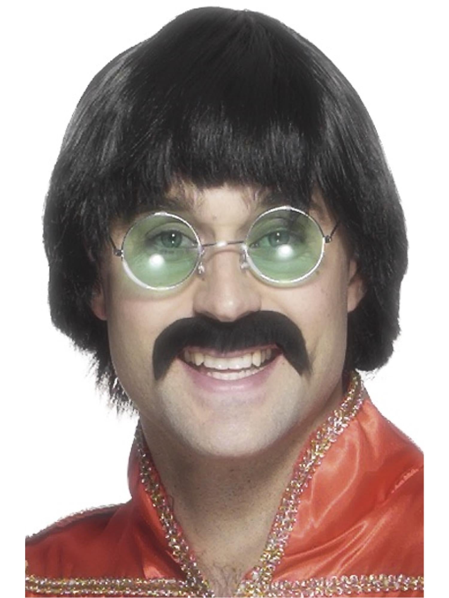 70s Mersey Wig & Tash, Black 1