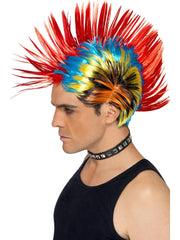 80s Street Punk Wig, Mohawk, Multi-Coloured 1