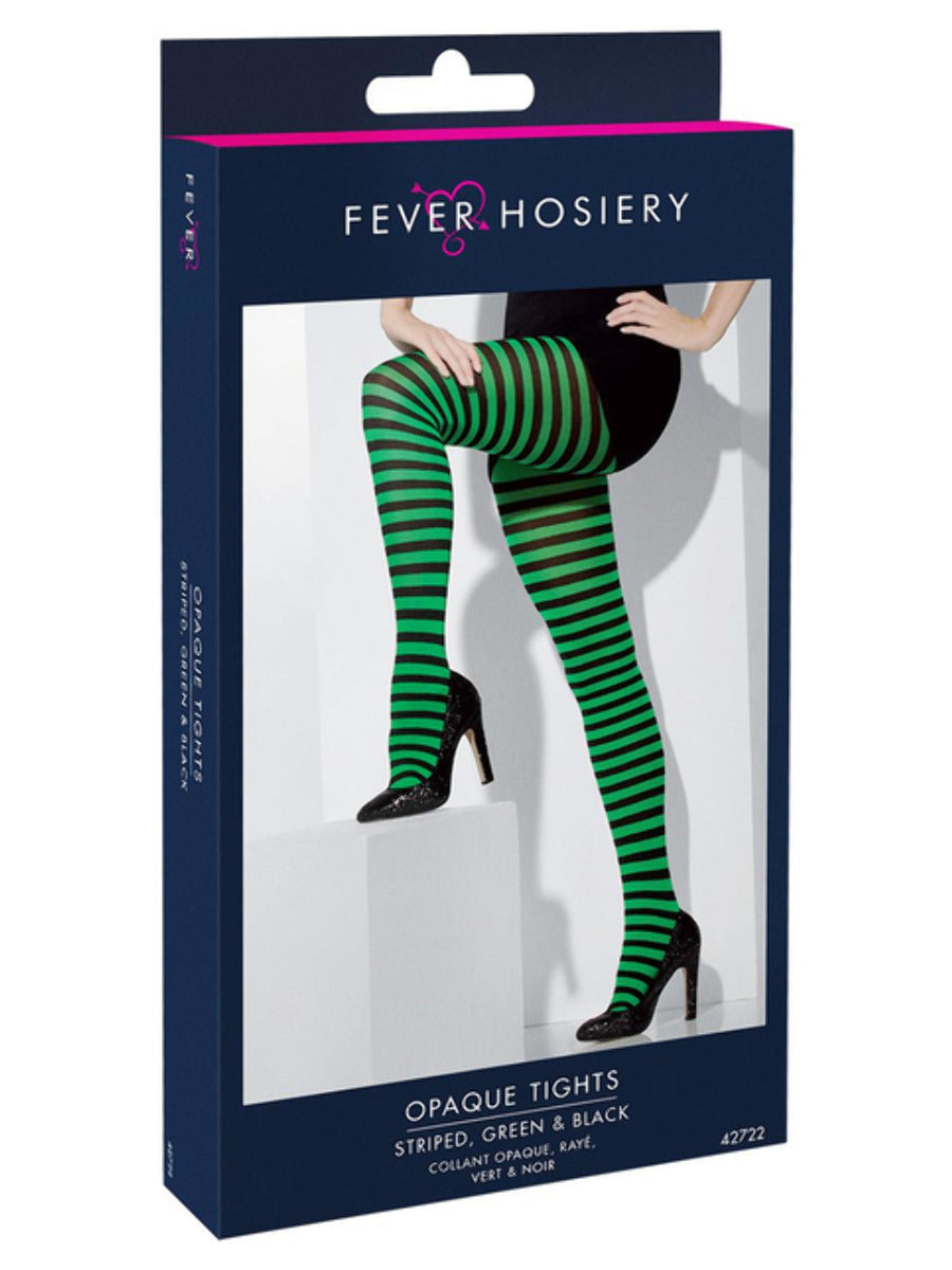 Opaque Tights, Green & Black - 3