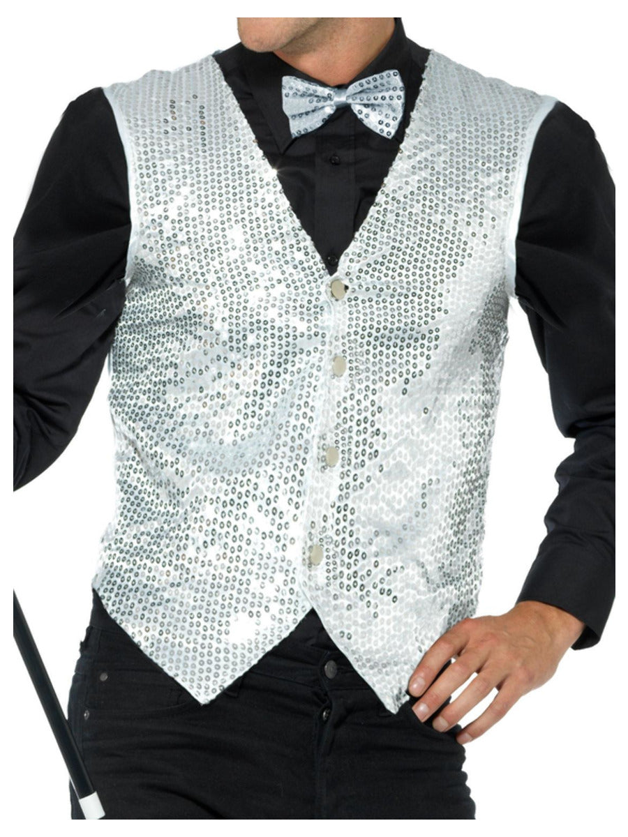 Sequin Waistcoat, Silver - 5
