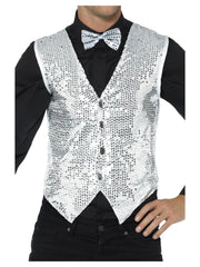 Sequin Waistcoat, Silver - 1