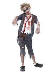 Zombie School Boy Costume, Grey - 1