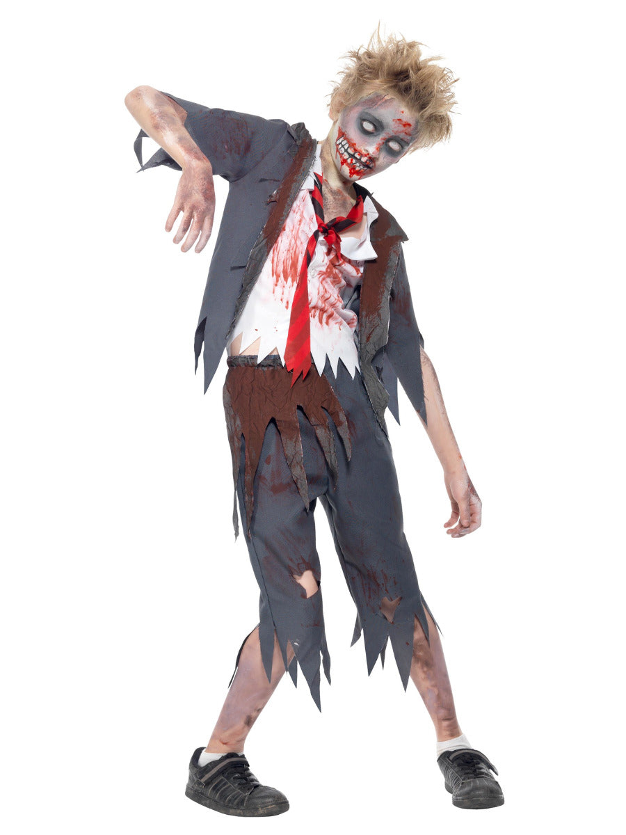 Zombie School Boy Costume, Grey - 5