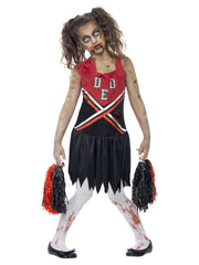Zombie Cheerleader Costume, Red & Black - 1
