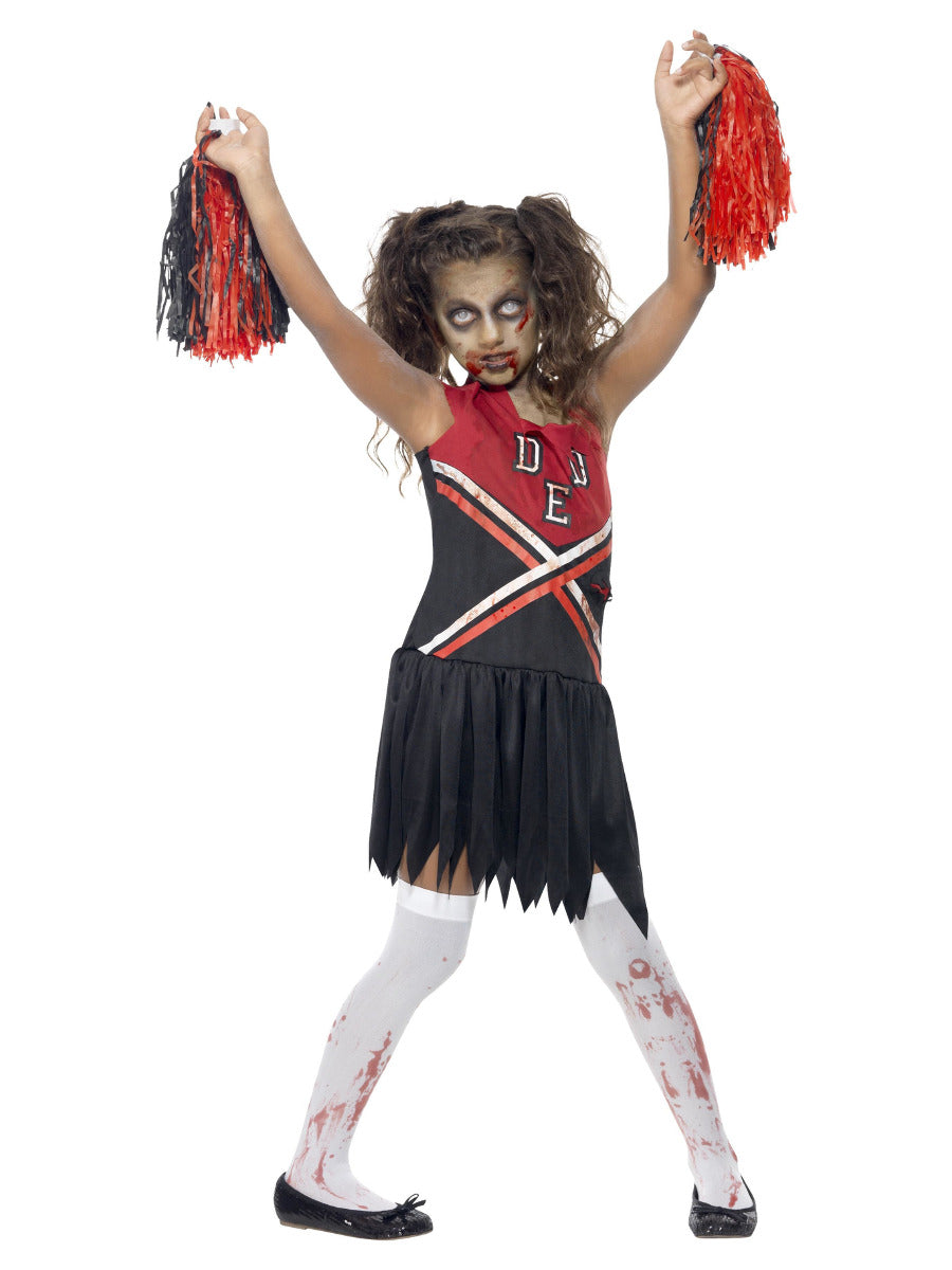 Zombie Cheerleader Costume, Red & Black - 5