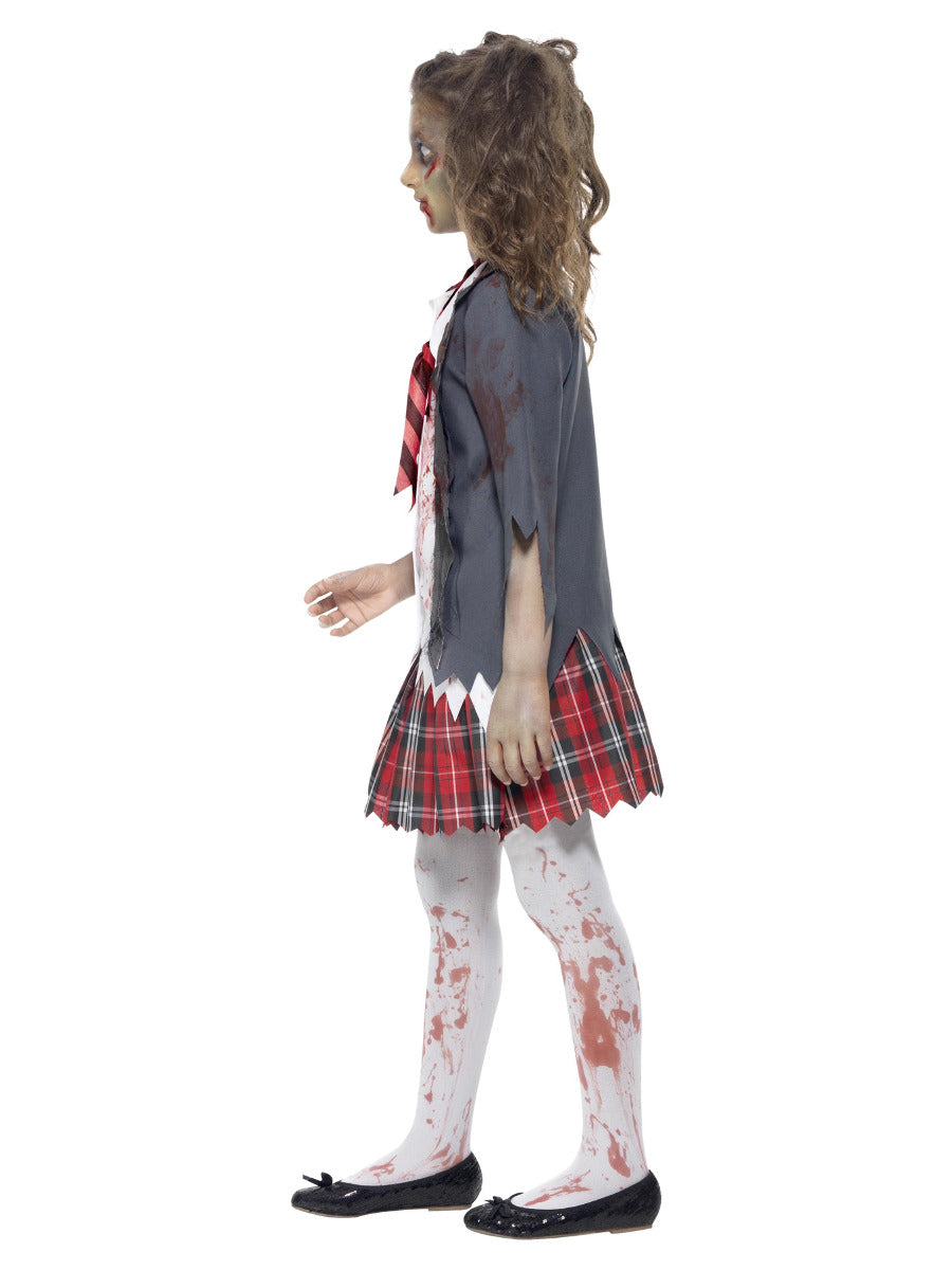 Zombie School Girl Costume, Grey - 4