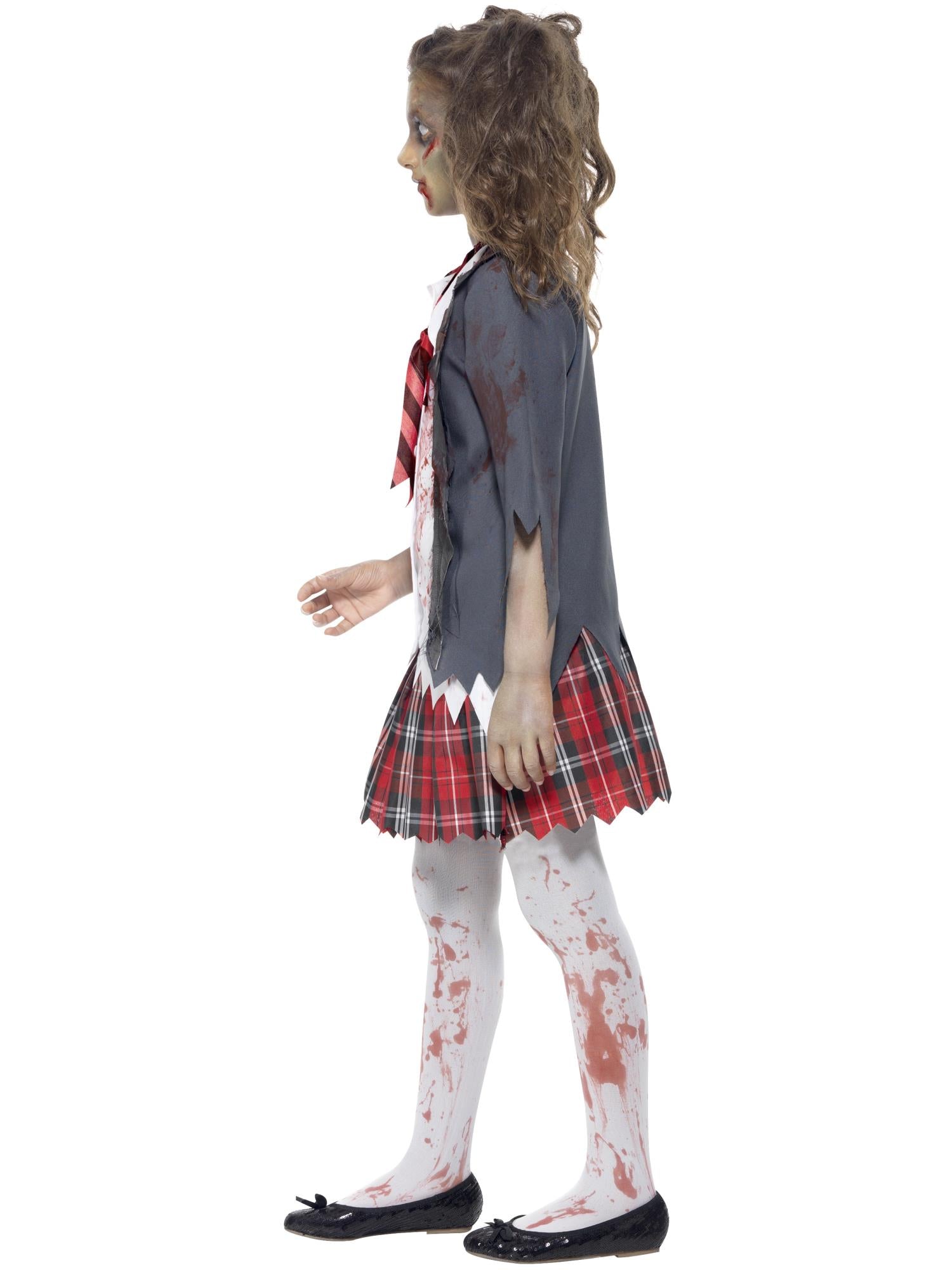 Zombie School Girl Costume, Grey 3