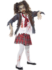 Zombie School Girl Costume, Grey 1