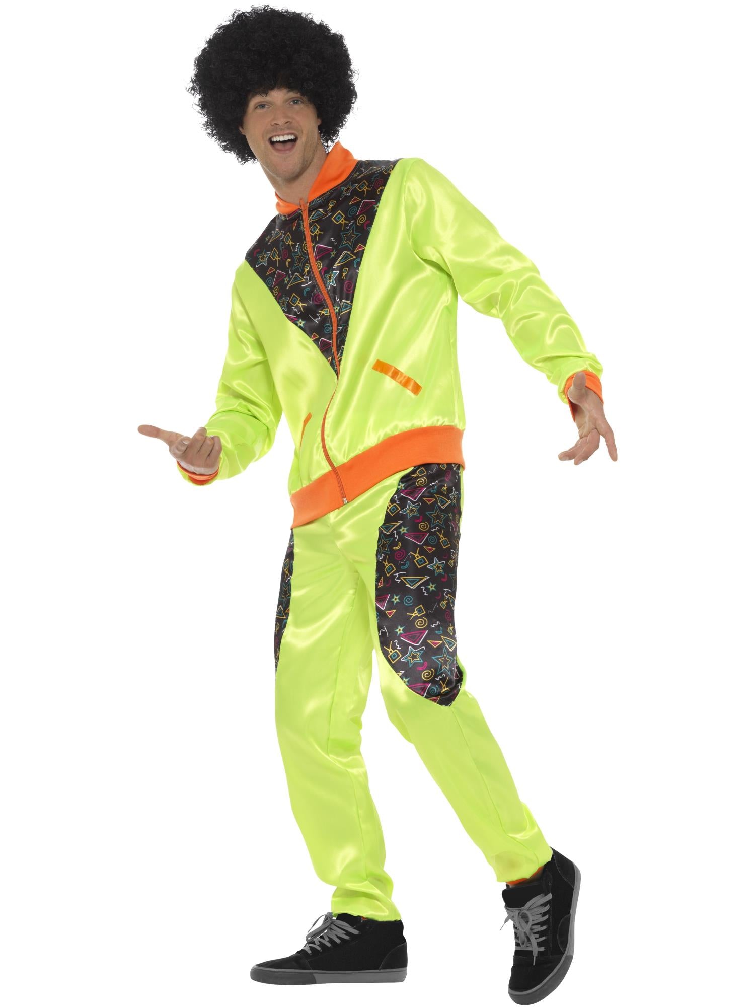 Retro Shell Suit Costume, Mens, Neon Green 3