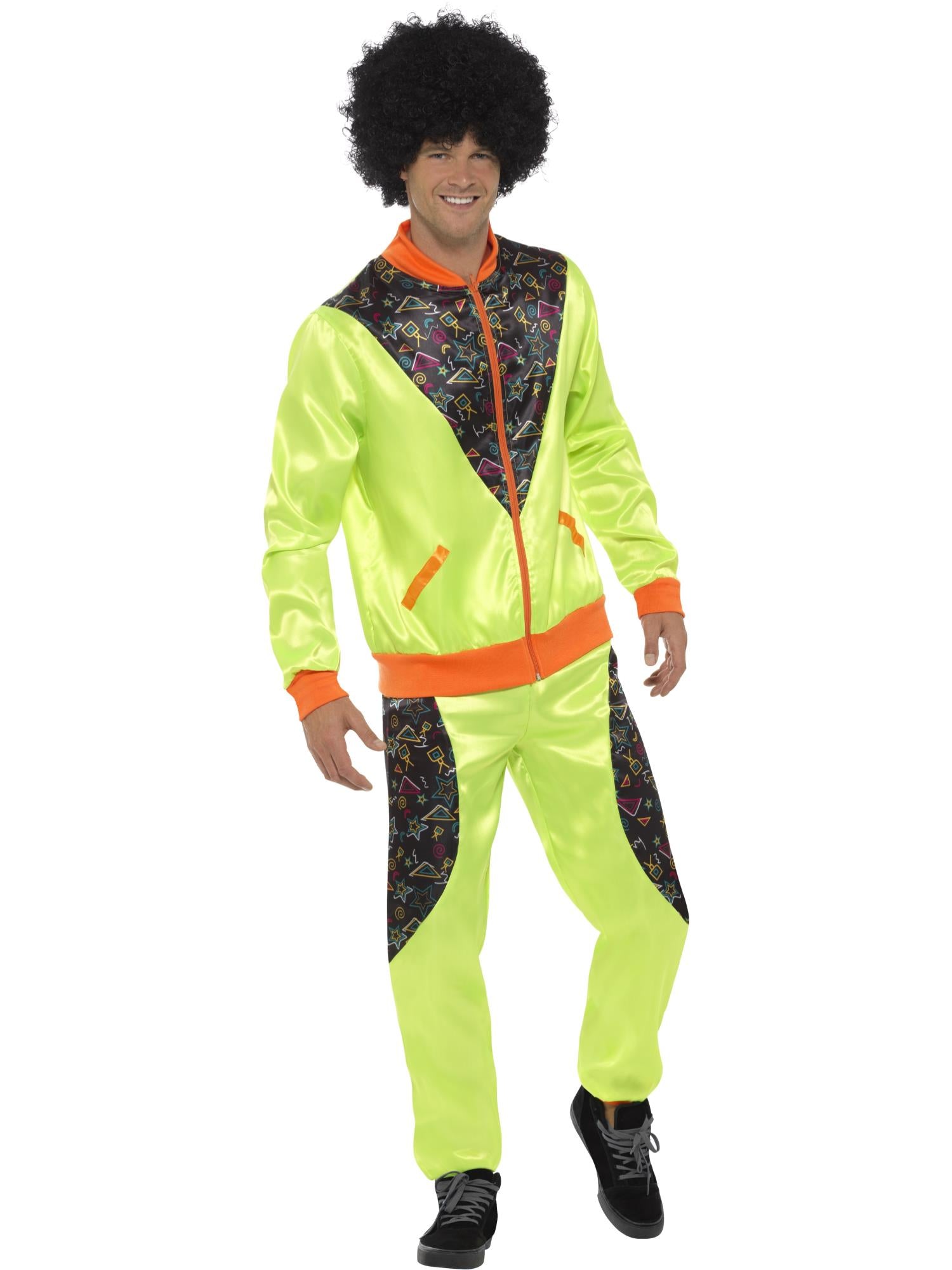 Retro Shell Suit Costume, Mens, Neon Green 1