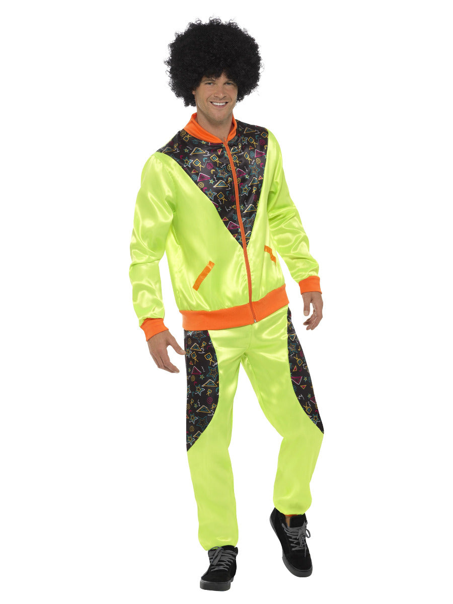 Retro Shell Suit Costume, Mens, Neon Green - 1